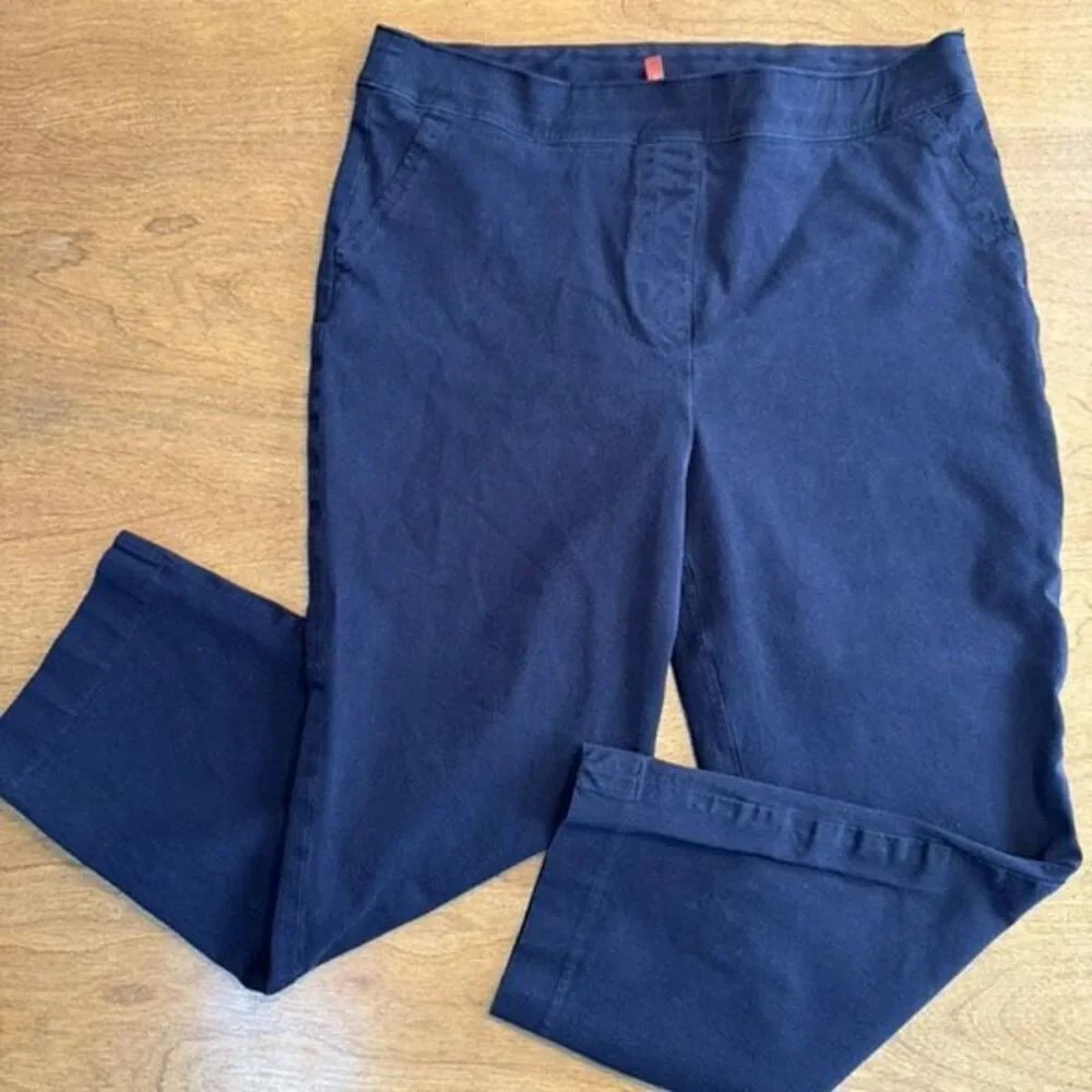 Spanx Women's On The Go Slim Straight Pull-on Cropped Pants Dark Navy Blue XL